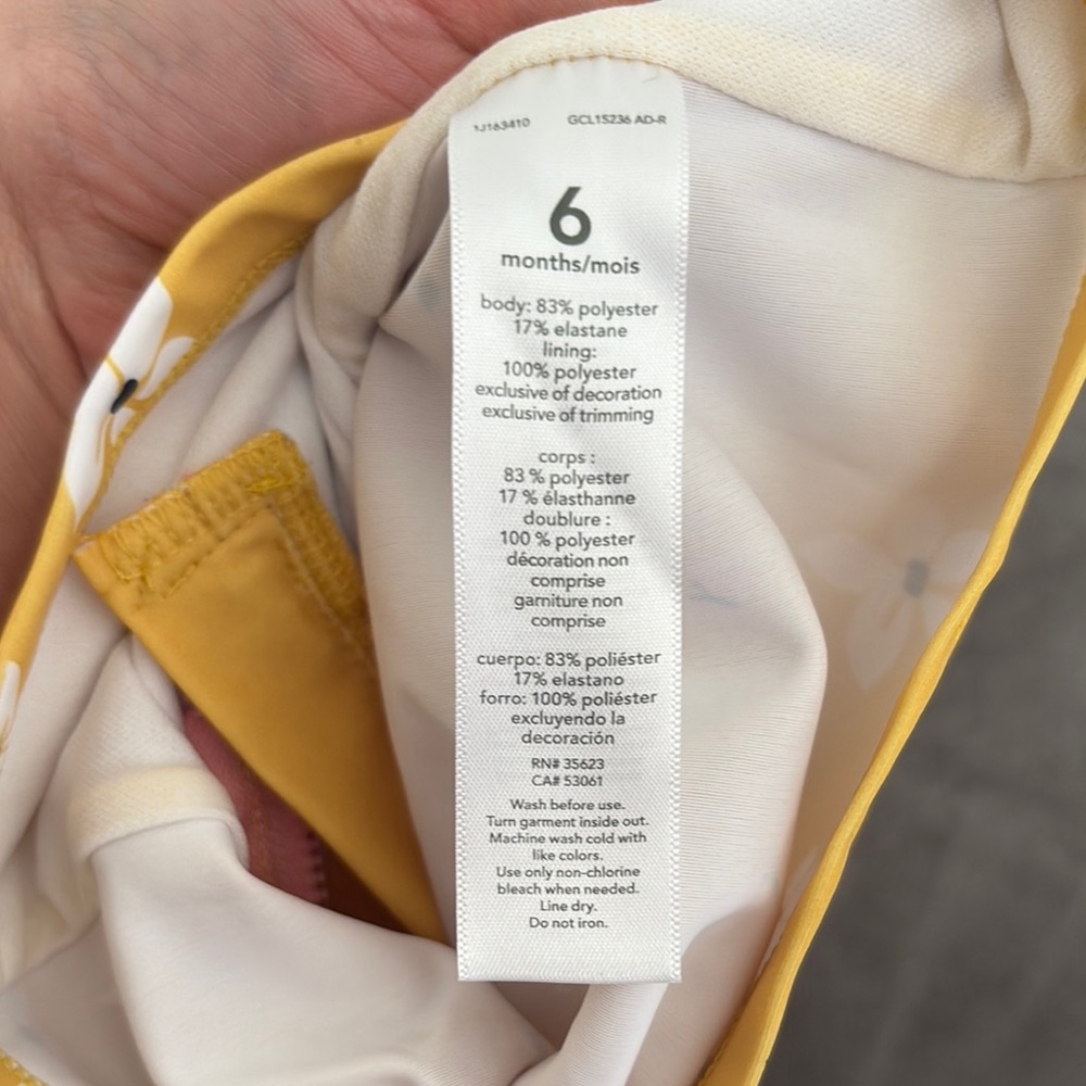 Carters Floral Yellow Kids Swim Set size 6 months - Picture 9 of 9